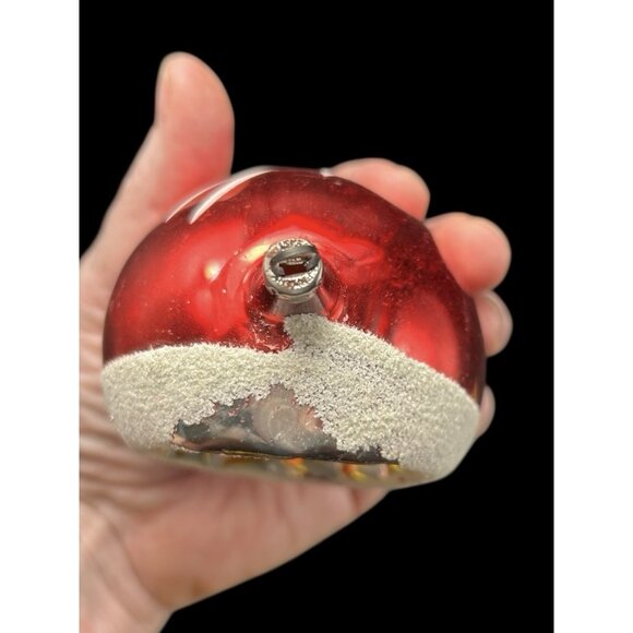 Poland Mercury Glass Indent Reflective Hand Painted Christmas Ornament 3.25" Vtg - Picture 8 of 9
